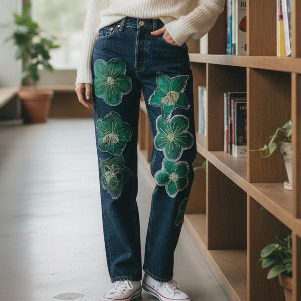 Free People Rialto Jean Project Embroidered Jeans size 24 fits up to size 25 - Picture 1 of 7